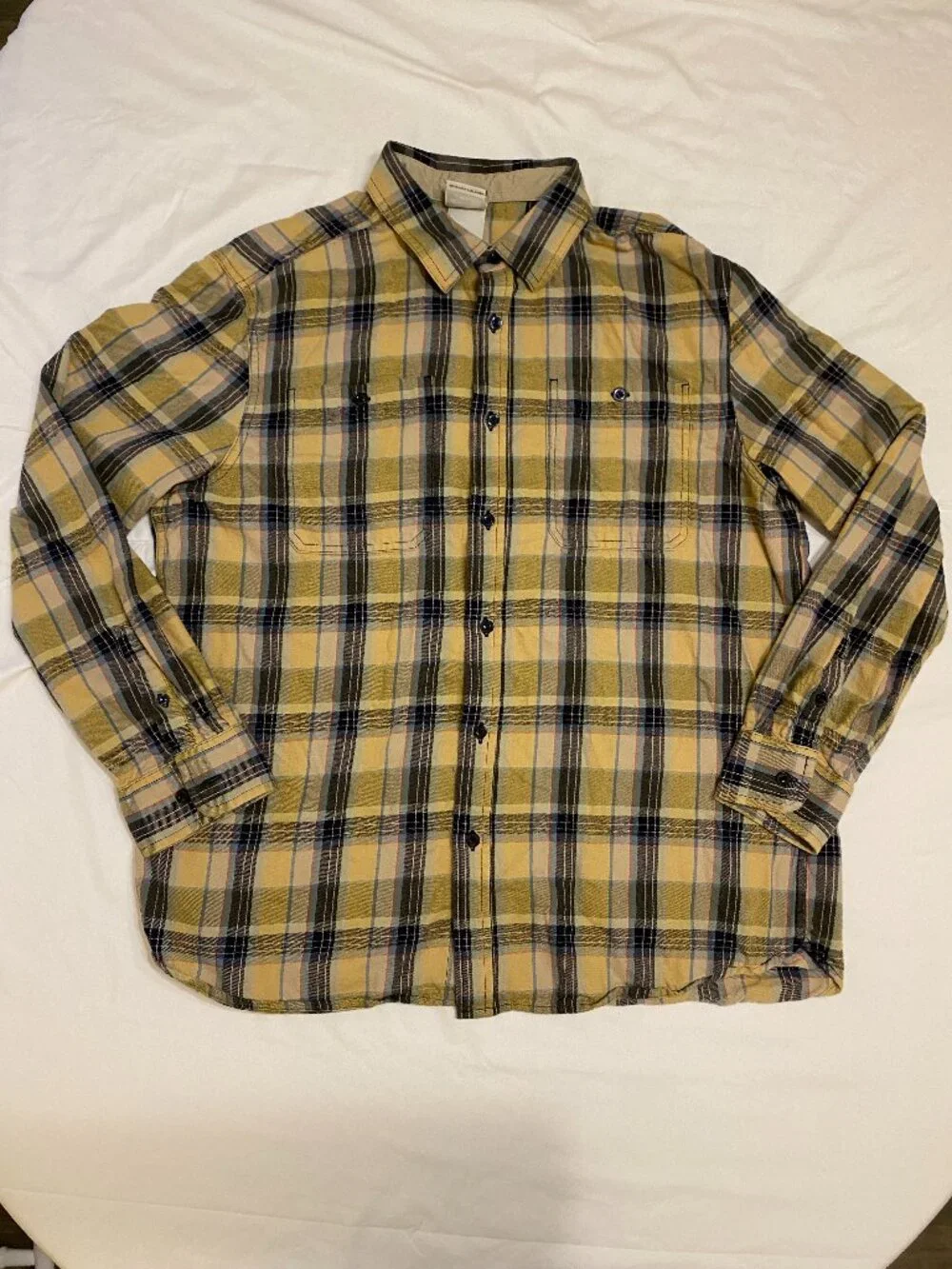 The North Face Flannel Shirt Mens XL Plaid Button Up Long Sleeve Cotton Beige